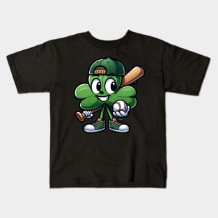 Shamrock Baseball Boys Girls St Patricks Day Lucky Baseball Kids T-Shirt